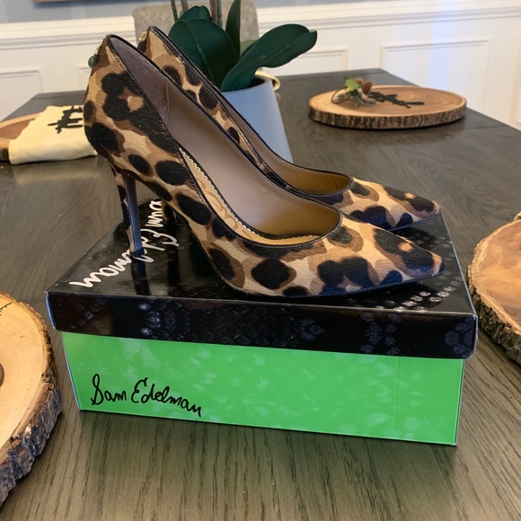Sam Edelman hazel/brown cow hide leopard heels - Picture 2 of 4